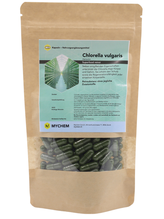 Capsules de Chlorella vulgaris, végétaliennes